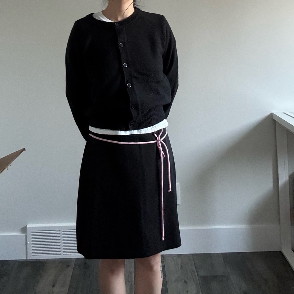 Black Skirt with Pink Tie